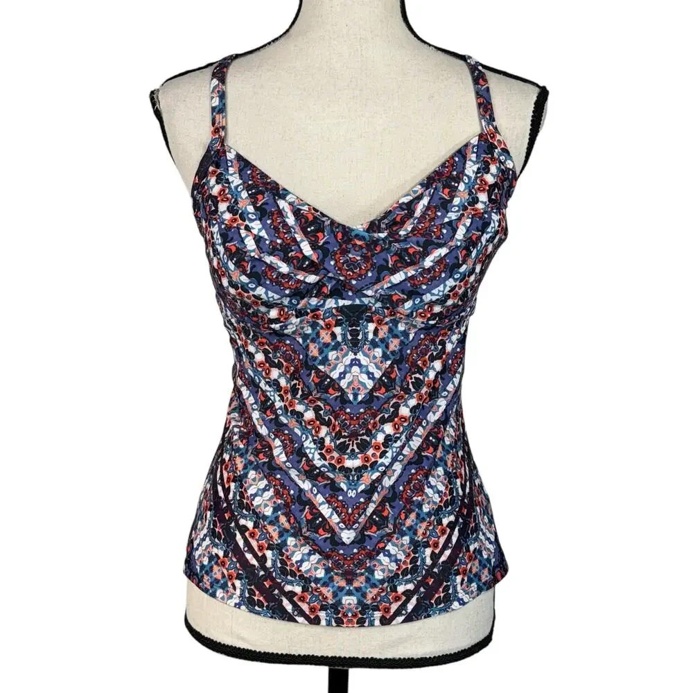 Athleta SZ 36 B/C Marrakesh Twister Tankini Swim Top Criss-Cross Straps Padded